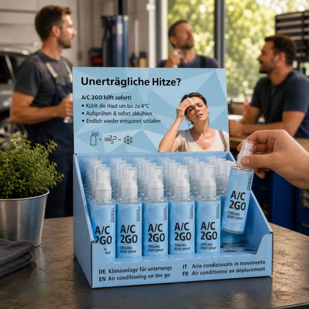 A/C-2GO Theken-Display in einer Werkstatt
